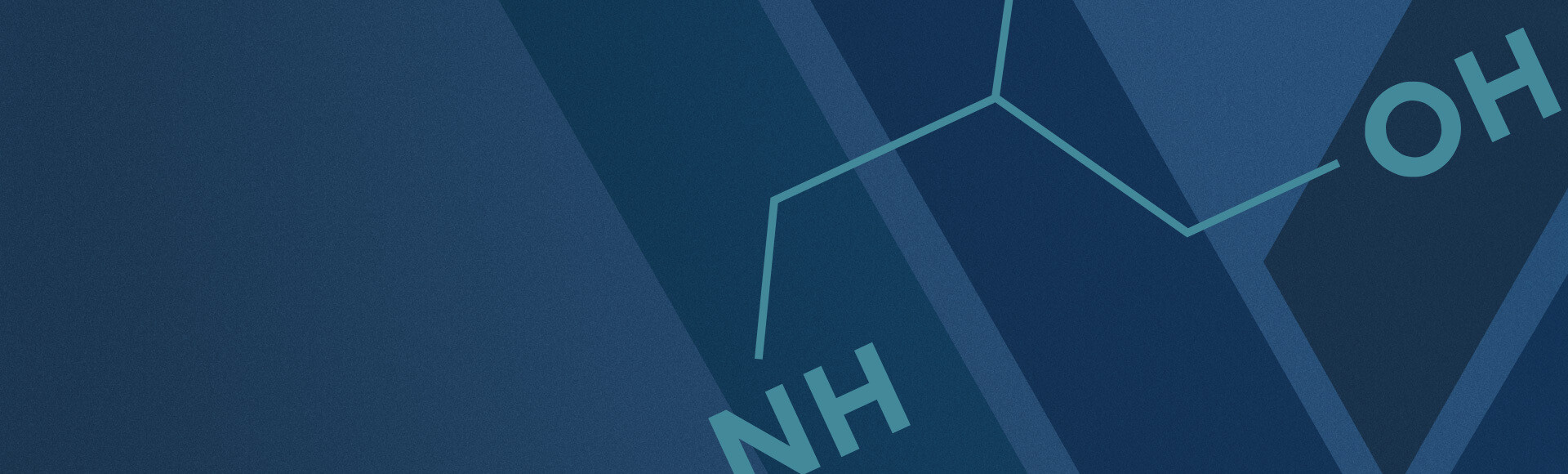 Header banner dark shape and a molecule illustration